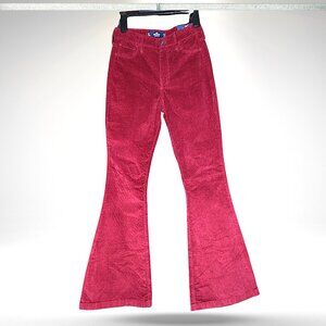 Vintage Inspo Vibes Hollister Burgundy High-Rise Flare Corduroy Bell Bottom -1R